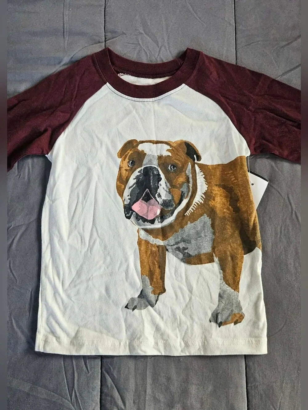 Carter's Maroon and White Bulldog Graphic Dog Shirt